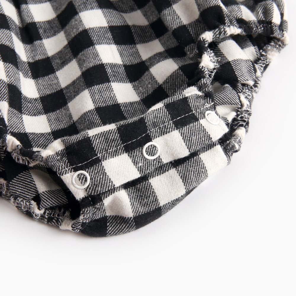 Áo Liền Quần Sanlutoz Thời Trang Họa Tiết Caro Đen Vải Cotton Cho Bé Gái