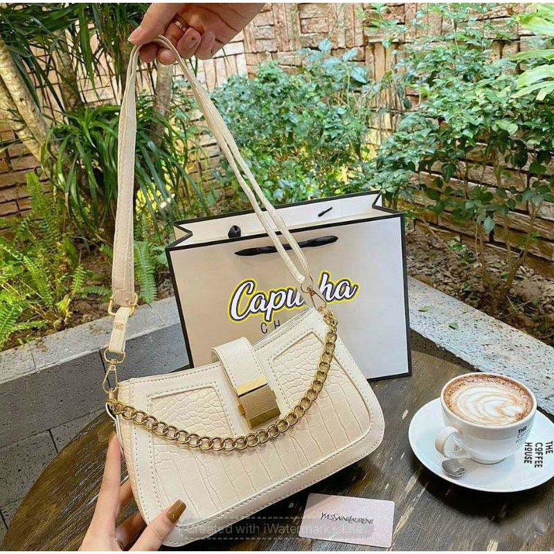 Túi xách nữ đeo vai đeo chéo phối xích vân cá sấu tuyệt đẹp Capucha T39