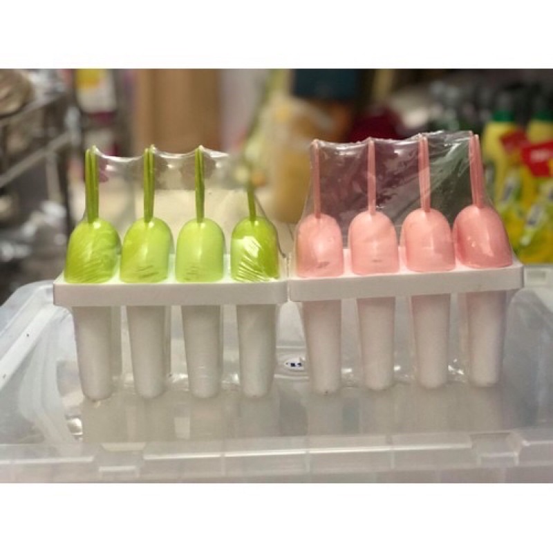 KHUÔN LÀM KEM 4 QUE NHỰA CÓ NẮP TAY CẦM TAI THỎ NGỘ NGHĨNH VIỆT NHẬT PLASTIC