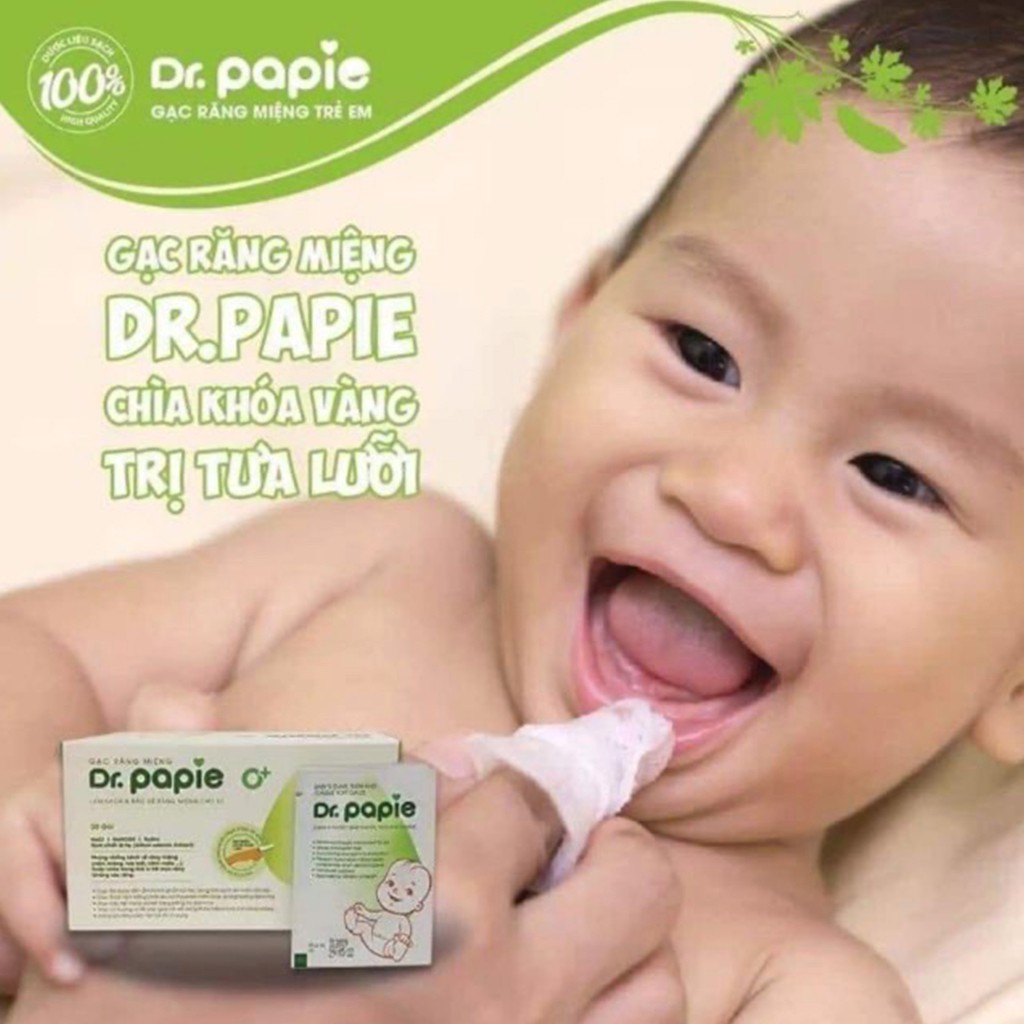 Gạc Rơ Lưỡi Dr PAPIE ☝️ Kháng Khuẩn, Kháng Nấm Chống Viêm Nướu, Sâu Răng Hộp 30 Cái