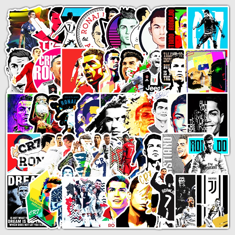 Set 50 Sticker cầu thủ Ronaldo Trang Trí Chống Thấm Nước dán mũ bảo hiểm, vali, laptop, ván trượt 121