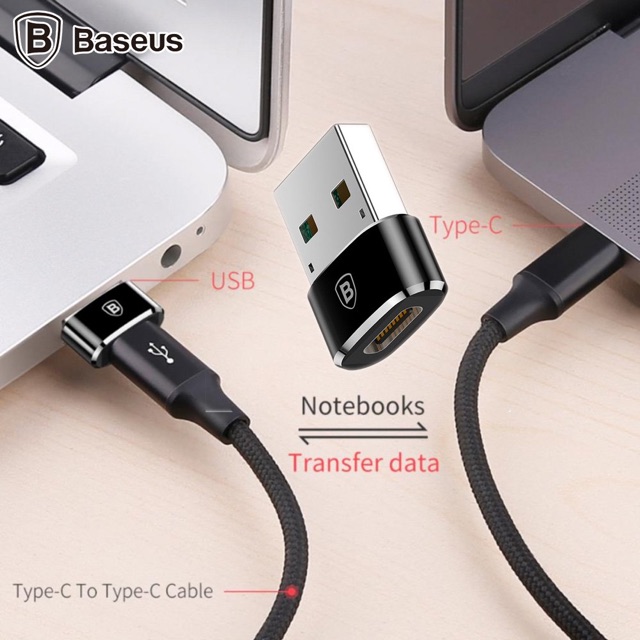 Đầu chuyển Baseus OTG USB sang Type C ( Adapter/Converter Type C Female to USB Male) cho sạc nhanh 18 20W