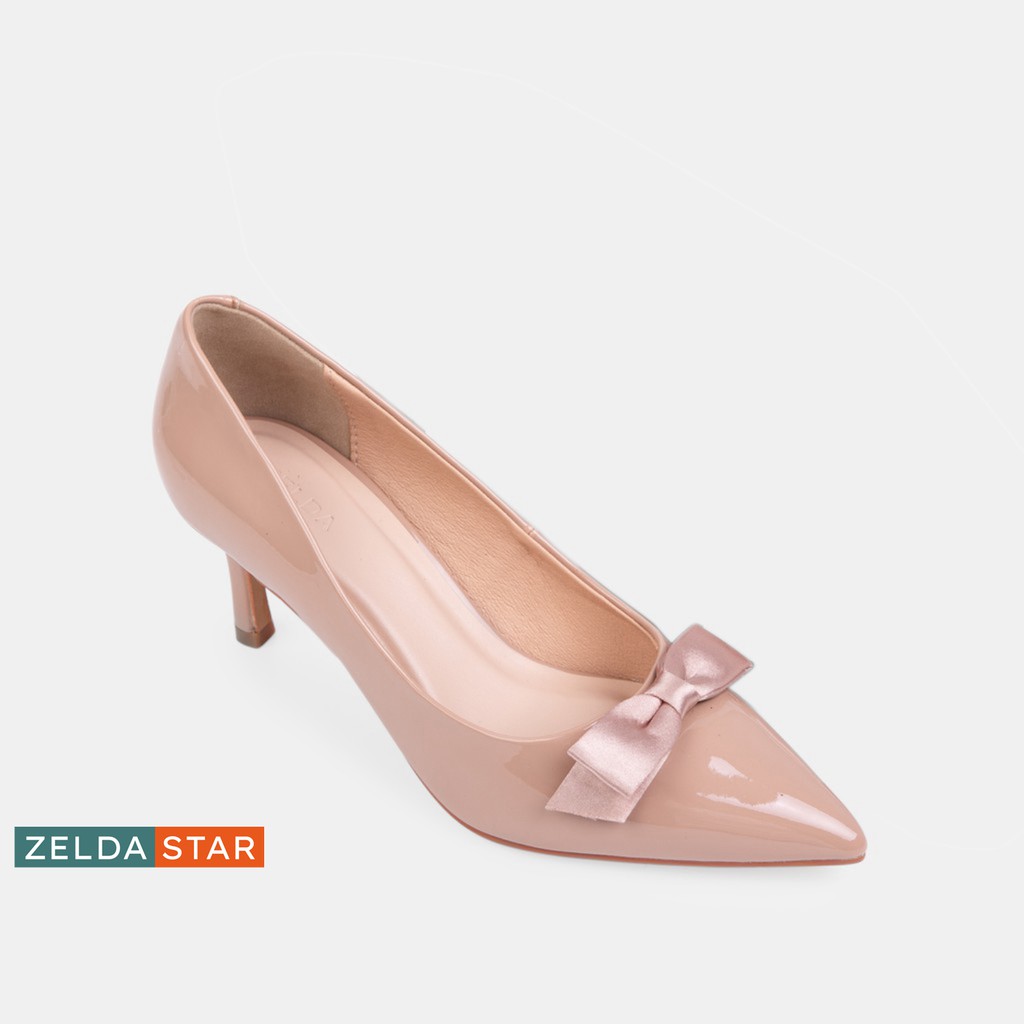 Giày bít nhọn Zelda Star phối nơ gót cao 9cm - BN0201020