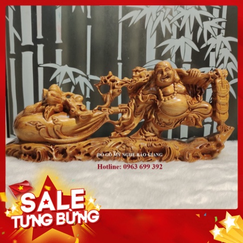 Tượng phật di lặc gỗ bách diệp mùi thơm mát ngọt Kt 40x11x18 cm