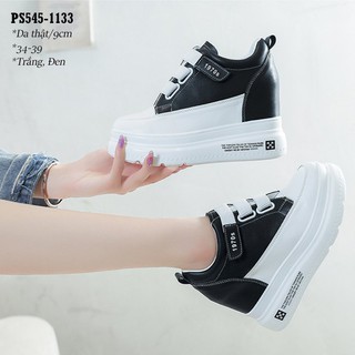 Giày thể thao quai dán da thật đế cao 9cm PS545-1133