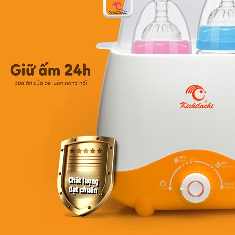 Máy ủ sữa đôi, hâm sữa KICHILACHI cho bé, có 4 chức năng hâm sữa, ủ sữa, hâm thức ăn và tiệt trùng tiện lợi cho mẹ