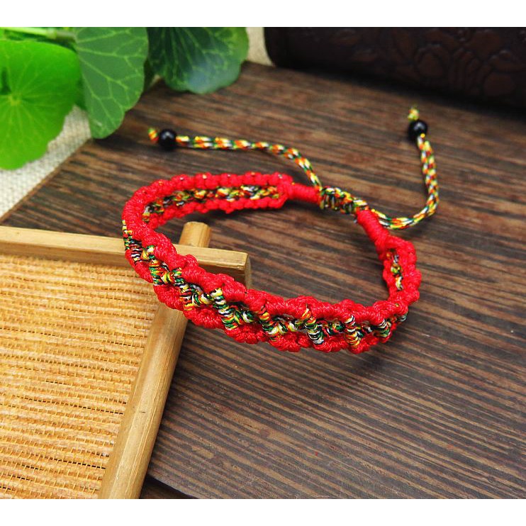 Vòng Tay EBI Chỉ Màu Ngũ Sắc Tây Tạng Bình An Dây rút Tùy chỉnh độ rộng
