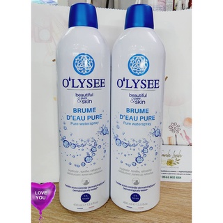 Xịt khoáng dưỡng da O'Lysee Brume D'eau Pure Waterspray cấp ẩm, khóa lớp trang điểm, thanh lọc relax dịu mát da 400ml