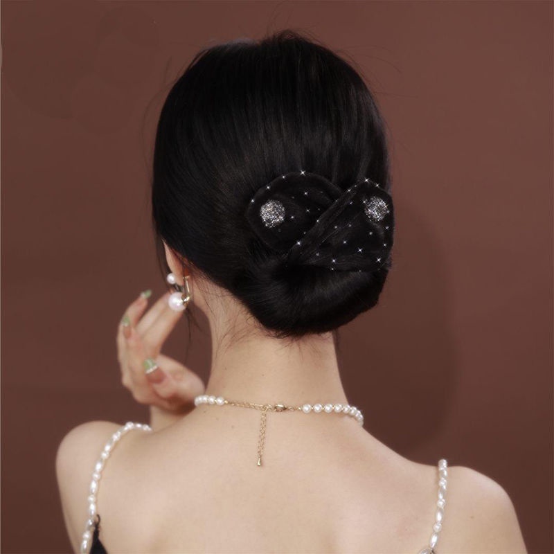 Kẹp Tóc Vải Màu Đen Thời Trang Mùa Hè dây buộc tóc hoa