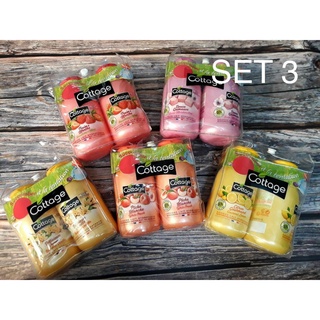 Sét 2 chai sữa tắm Cottage 💖 Gồm 1 chai sữa tắm tẩy tế bào chết 270ml và 1 chai sữa tắm 250ml - Hàng nhập Pháp