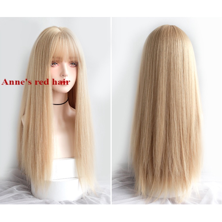 Bộ tóc giả dài thẳng nhuộm màu đỏ phong cách thời trang cho nữ