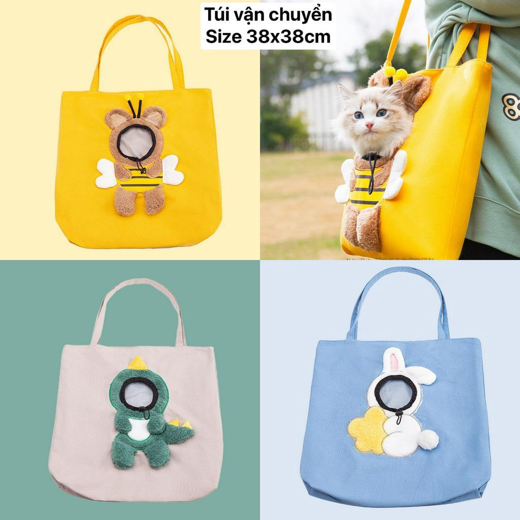 Túi vận chuyển chó mèo lộ đầu siêu sáng tạo và dễ thương, kiểu dáng tote chất vải cao cấp thoáng khí nhiều màu sắc