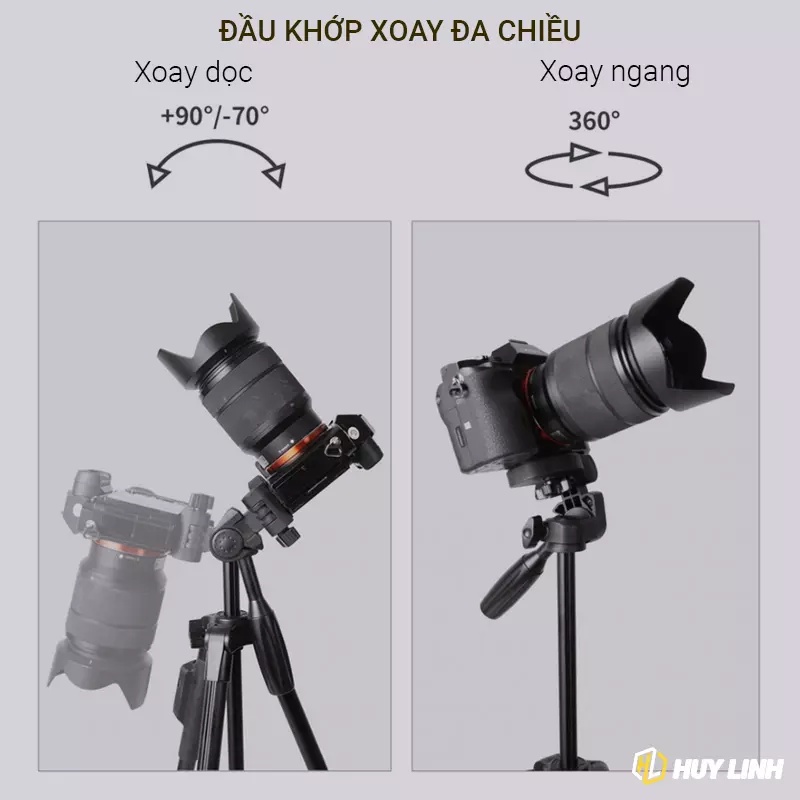 Chân giá đỡ Tripod chuyên nghiệp VCT- 5208 hỗ trợ chụp ảnh kèm Remote bluetooth