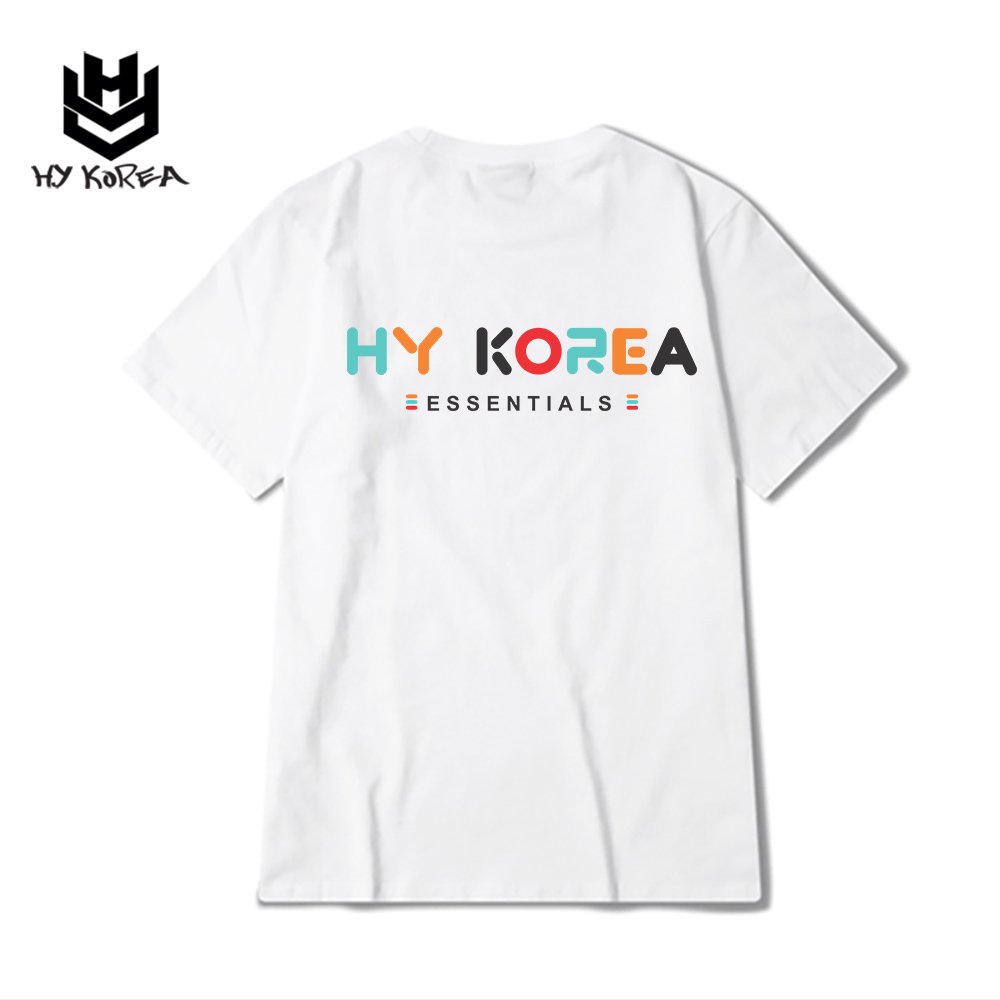 Áo Thun Tay Lỡ Couple Đôi Nhóm Lớp In Hình HY Korea Essentia 560 Form Rộng Cotton 100.