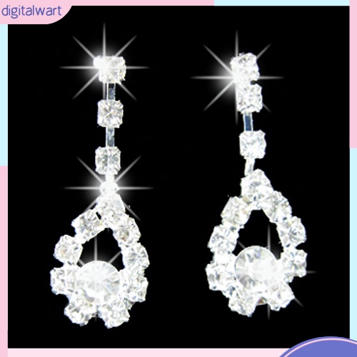 Bộ Vòng cổ + Bông Tai Đính Kim Cương Giả Hình Giọt Nước Cho Nữ