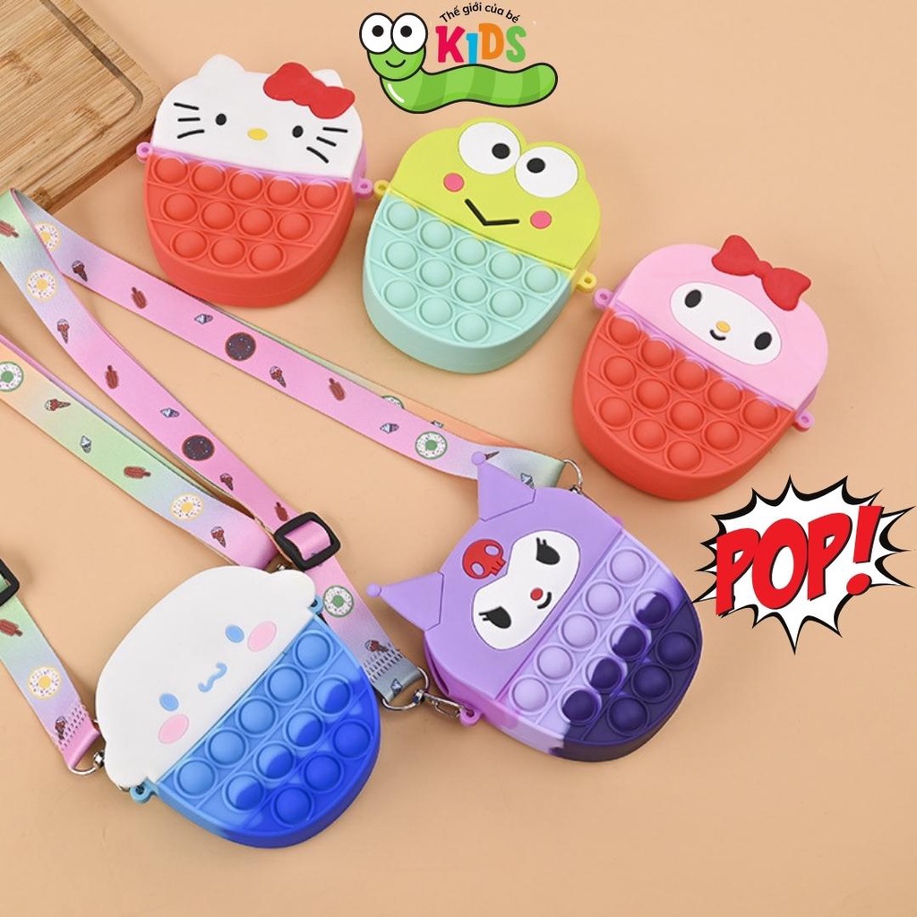 Túi POPIT đeo chéo nhiều mẫu cho bé chất liệu silicon bóp bong bóng giảm căng thẳng giải trí - TÚI NHIỀU MẪU nhỏ