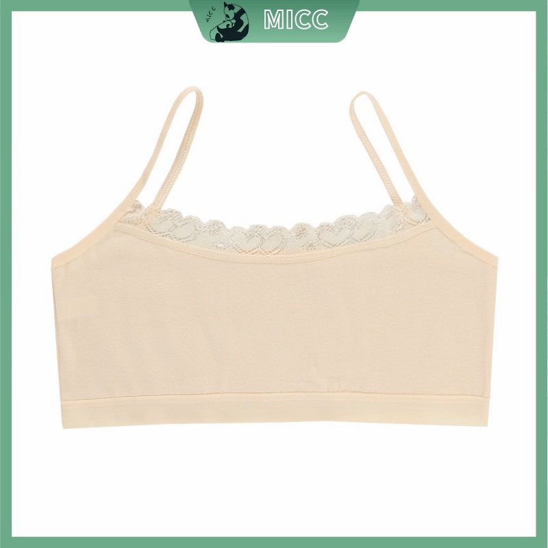 Áo lót cotton viền ren thoáng khí cho bé gái 8-12 tuổi