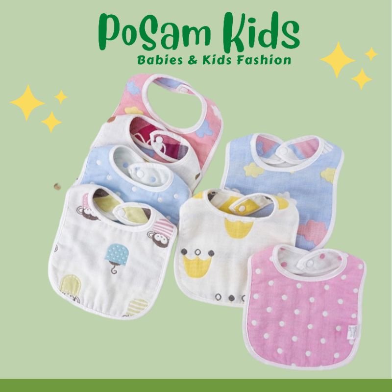 Mẫu mới, Yếm xô sợi tre 6 lớp 2 mặt chữ U cho bé trai bé gái - PoSam Kids