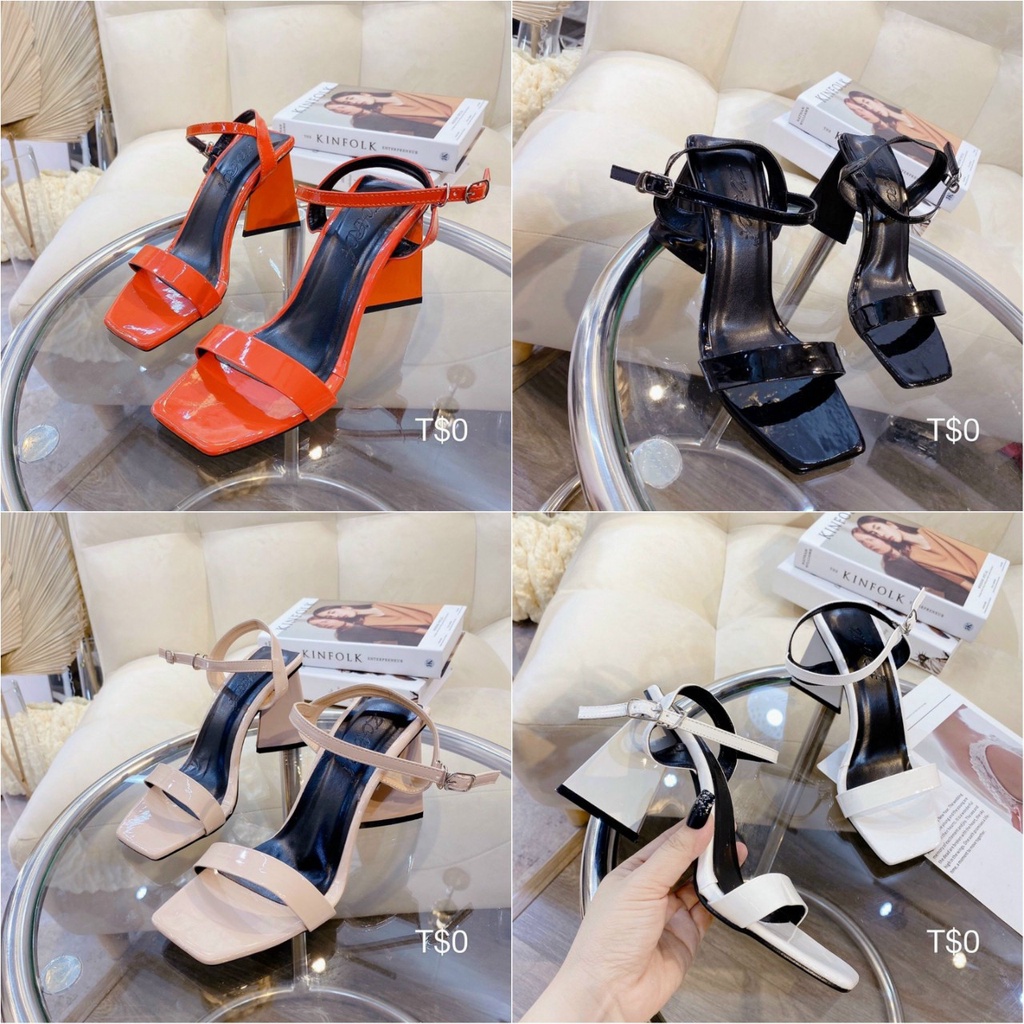 Giày Sandal Quai Ngang Đế Tam Giác Cao 7 Phân Thời Trang Cao Cấp T09 shop diều phương