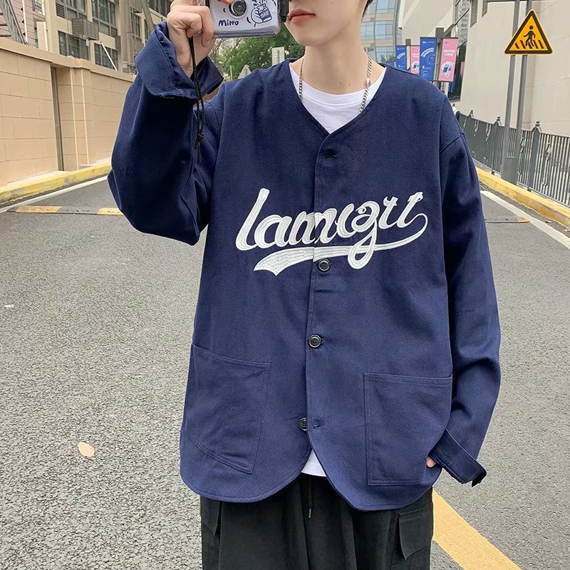 Áo thun tay dài cổ tròn in chữ đơn giản thoải mái dành cho nam