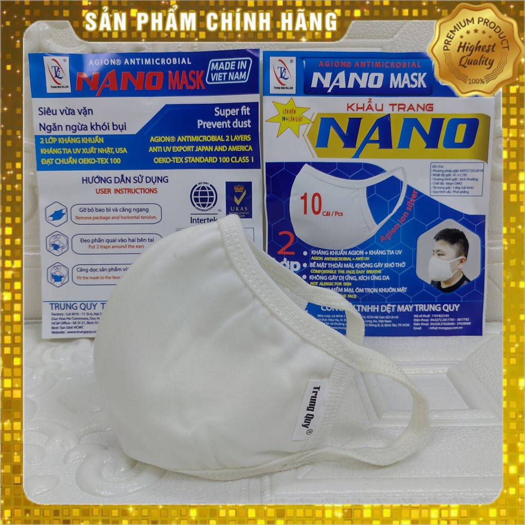 10 Khẩu Trang Vải NaNo Chống Bụi,Chống Tia UV