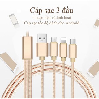 Cáp Sạc Đa Năng 3 Đầu Dùng Cho IPHONE , OPPO , SAM SUNG