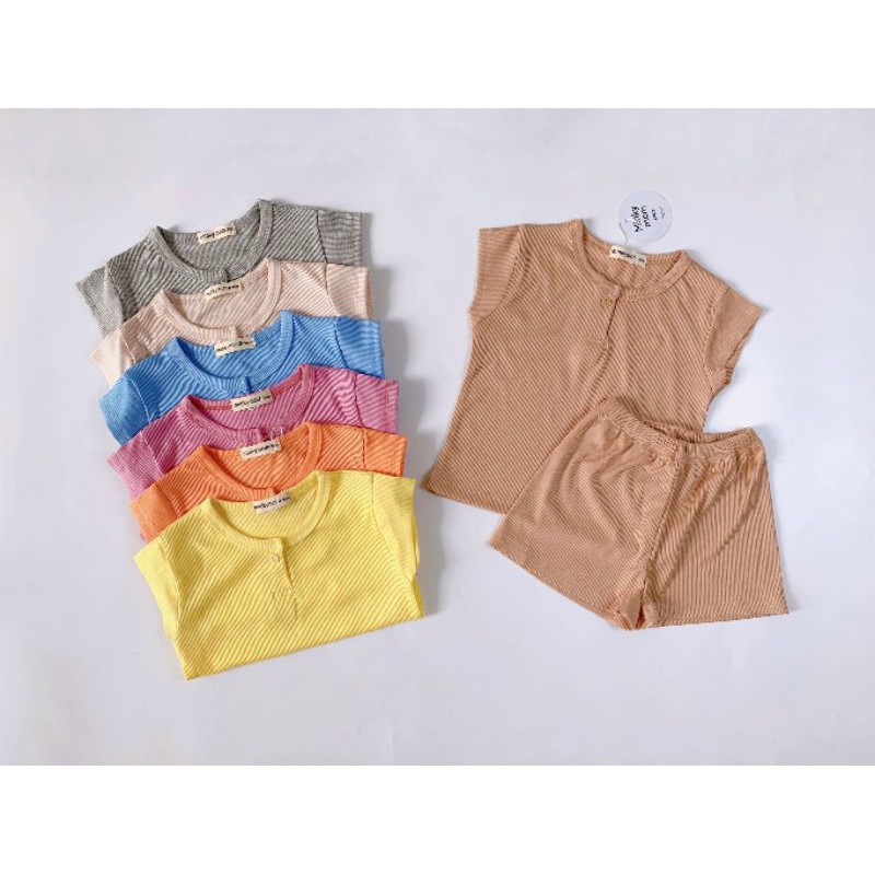 Set Bộ Đồ Minky Mon Chất Liệu Cotton Len Tăm Mát Lạnh Cho Bé Trai Bé Gái