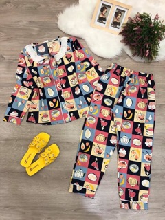 Set bộ lụa tay dài ren
