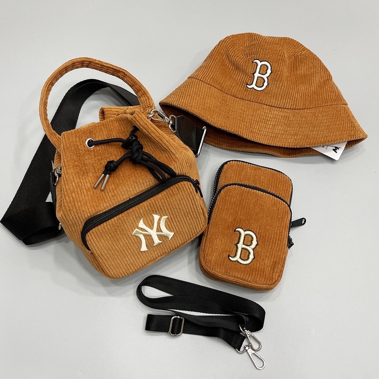 [KINGBALO] Túi đeo chéo mini logo MLB NY, B chất nhung xịn, dây đeo tháo rời khoá kim loại thời trang. Đầy đủ tem tag