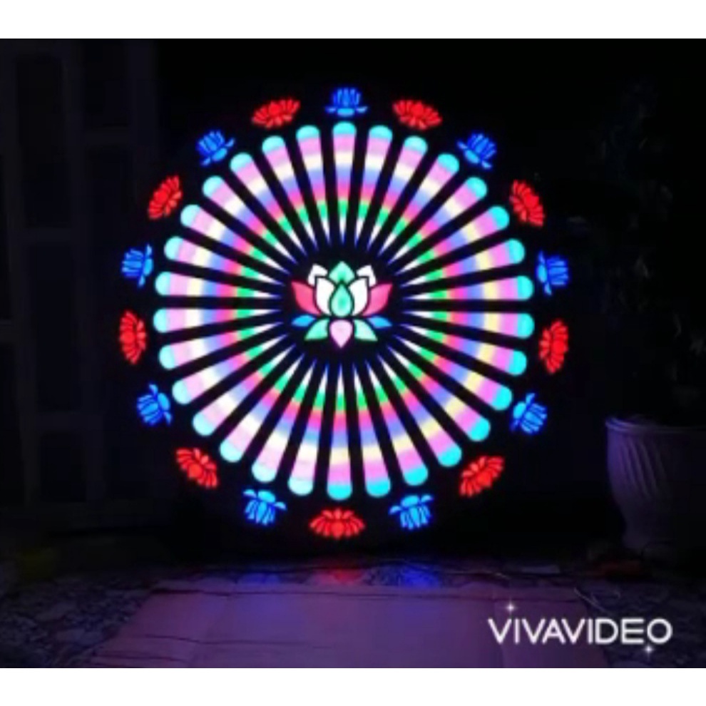 (Siêu Phẩm Mỹ Miều) Hào Quang Phật LED RGB 7 màu 6 tấc (60cm)