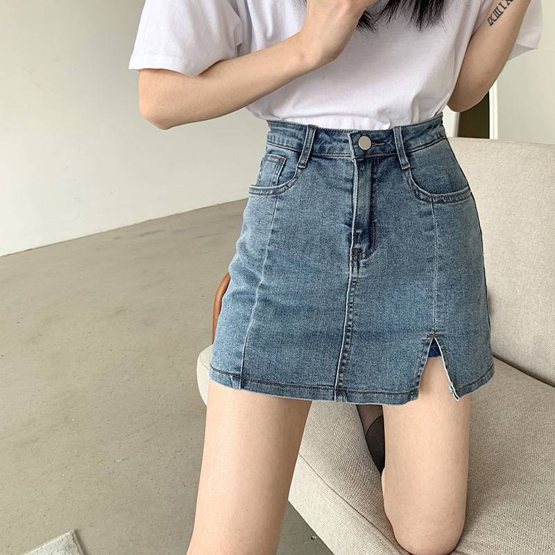chân váy jean Lưng Cao Co Giãn Thời Trang Hè 2020 Cho Nữ