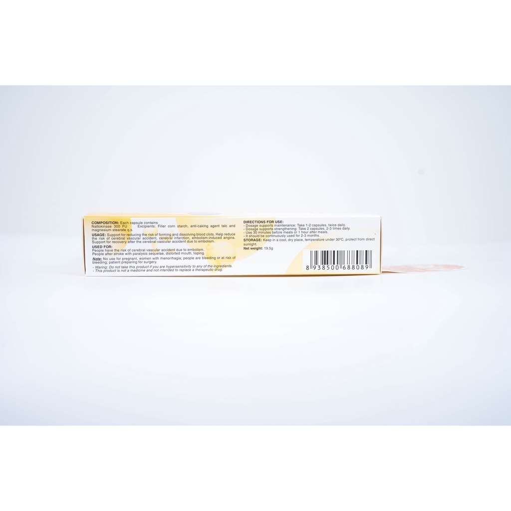 Nattospes hộp 30 viên giúp phòng ngừa đột quỵ, giúp phục hồi di chứng sau tai biến như liệt, méo miệng, nói ngọng