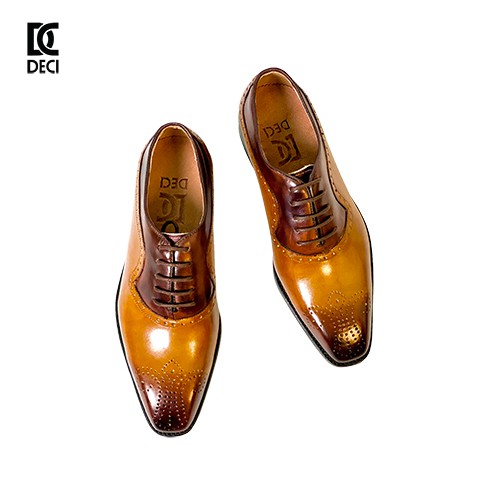 [Mã LT200 giảm 200K đơn 699K] Giày tây nam công sở đánh màu patina da bò cao cấp DECI BROGUE 7