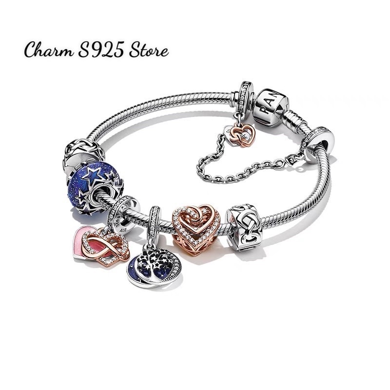 COMBO BỘ VÒNG TAY PAN ALE MIX 7 HẠT CHARM BẠC S925 CAO CẤP