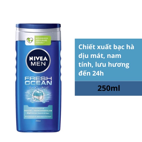 Sữa tắm Nivea Men 3in1 nội địa Đức 250ml - Shop Mecici