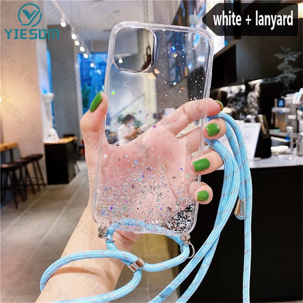 Ốp Điện Thoại Silicon Mềm Trong Suốt Sang Trọng Có Dây Đeo Cổ Cho Oppo A76 A95 A74 A94 A93 A54 4G A16 A16K A15 A15S A53 A33 2020 F19 F17 Pro