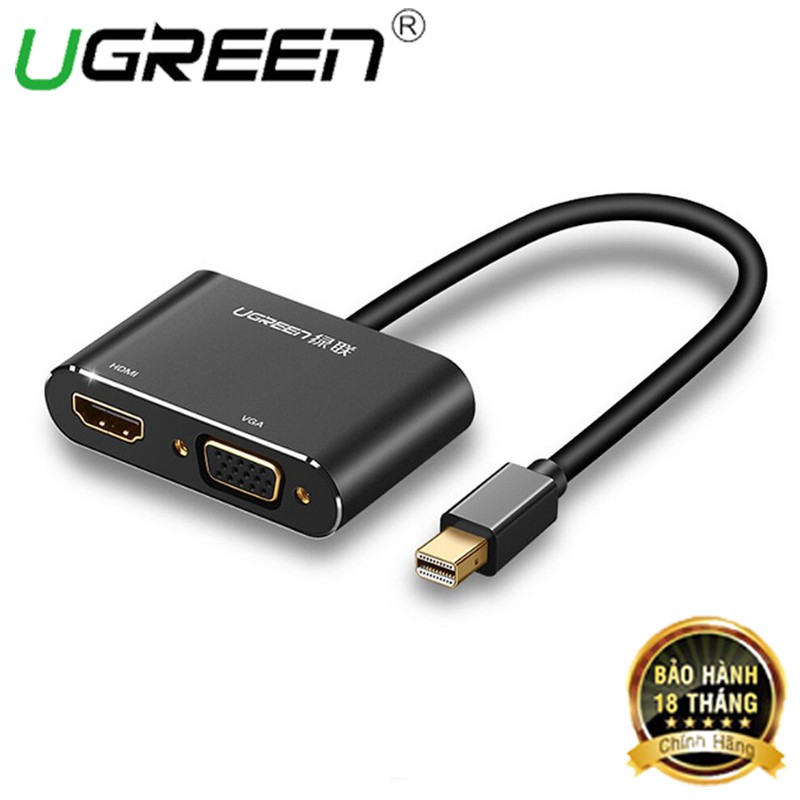 Cáp Chuyển Mini Displayport To HDMI & VGA Ugreen 20422 Màu Đen - Hàng Chính Hãng