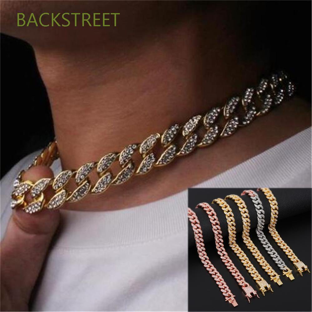 vòng cổ Cuban 12mm Đính Đá Lấp Lánh Sang Trọng Phong Cách Hip Hop Cho Nam Và Nữ