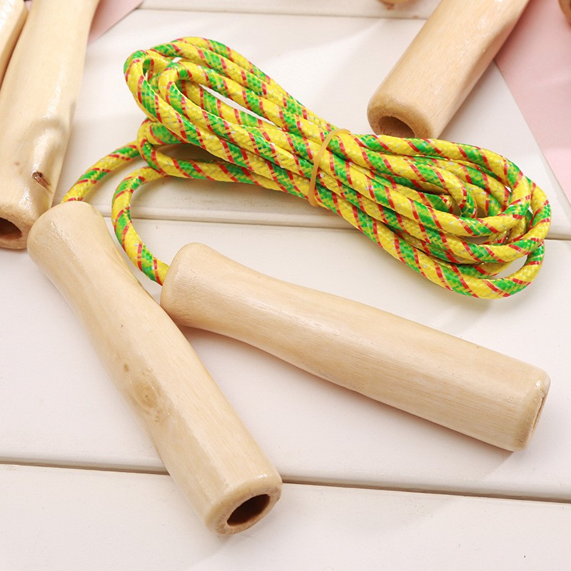Dây Cụ Nhảy Dây Tập Thể Dục Cán Gỗ Dây Dài 2m