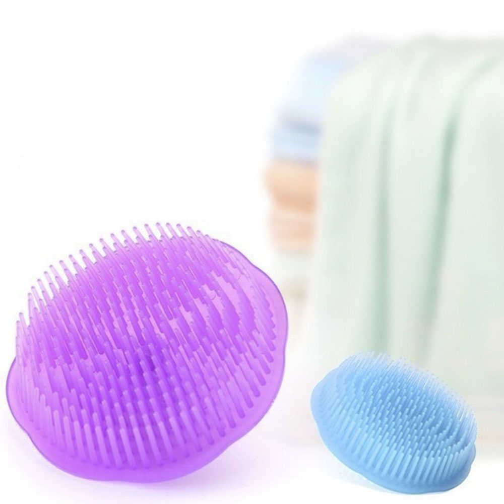 Bàn chải silicon mềm hình tròn dùng vệ sinh tóc khi tắm tiện dụng