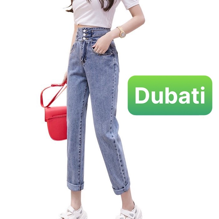 QUẦN JEAN BAGGY NỮ PHONG CÁCH HÀN QUỐC 3 NÚT NÂNG MÔNG LƯNG CAO SÀNH ĐIỆU- DUBATI FASHION