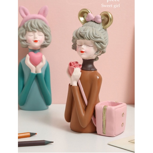 Tượng trang trí hình cô gái phong cách BẮC ÂU decor nhà cửa hoặc đựng bút viết, nhiều mẫu phù hợp trưng bày và quà tặng