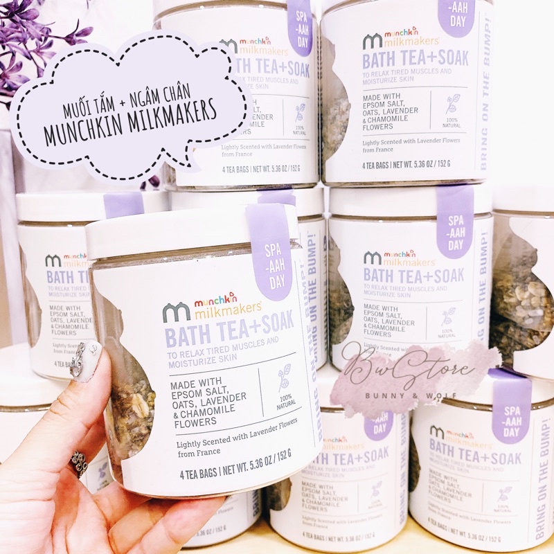 Trà Tắm + Ngâm Chân Thảo Dược Munchkin Milkmakers Bath Tea + Soak cho mẹ bầu và sau sinh