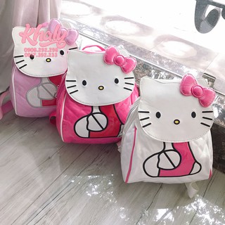 Balo da bóng 10" 1 ngăn hình Hello Kitty nơ cho trẻ em bé gái - (21x10x25cm)
