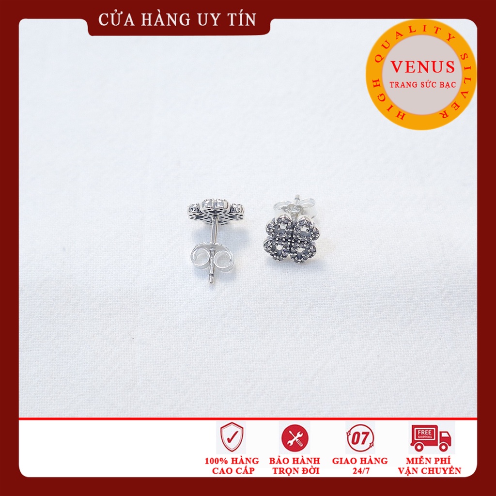 [Hàng cao cấp] Bông tai cỏ 4 lá- Trang sức bạc Venus