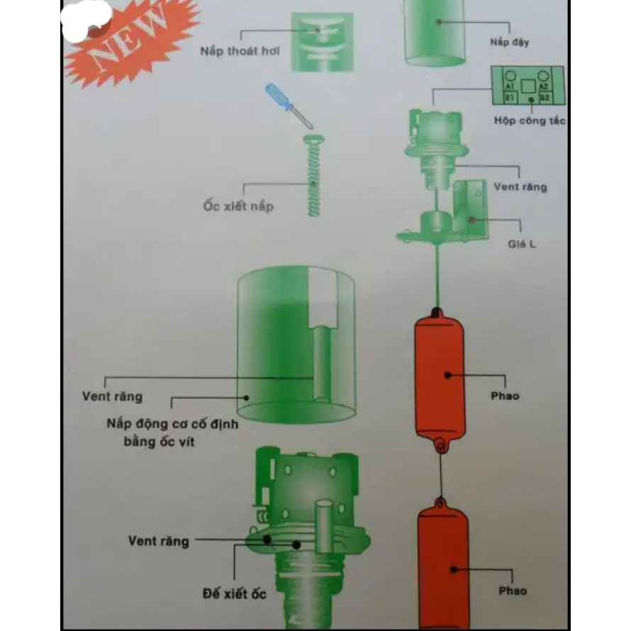 Phao bơm nước tự động Tân Á chống tràn chống cạn, phao điện chống tràn tự động