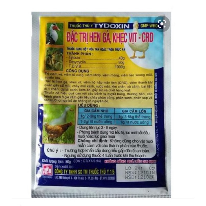 Tydoxin 50 gram thức ăn cho thú cưng hsd 08/2024