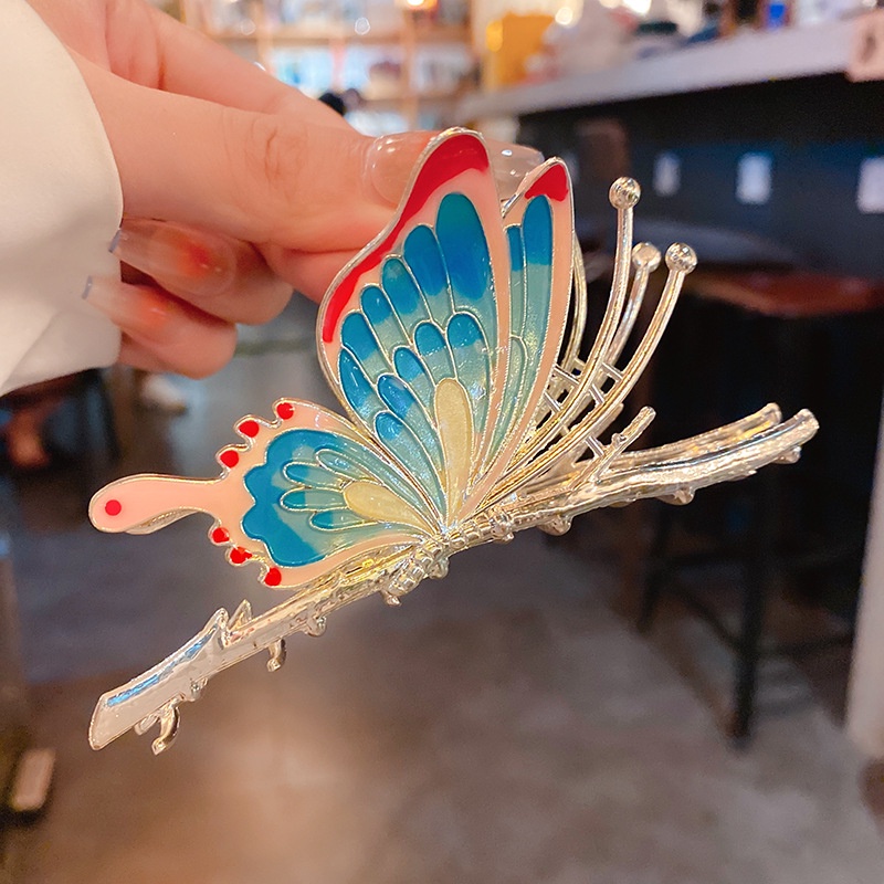 Kẹp Càng Cua Lớn Bằng Kim Loại Hình Bướm / Cá Mập Sơn Màu Cho Nữ