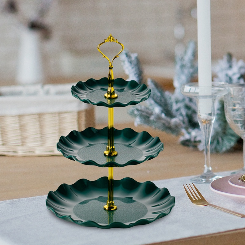 Khay đựng trái cây/bánh kẹo thiết kế 3 tầng bằng nhựa thanh lịch trang trí tiệc