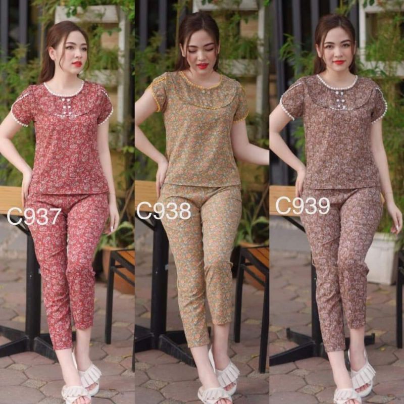 [Mã FASHIONGREEN15 giảm tới 30K đơn 99K] Đồ bộ mặc nhà cổ ren 4 màu siêu xinh ảnh thật